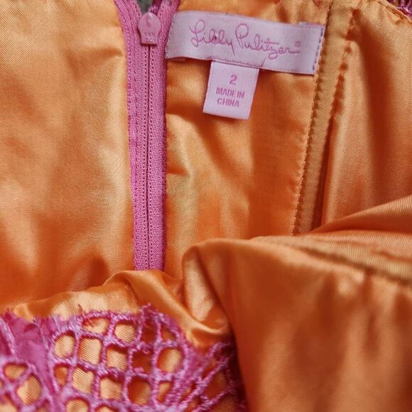 Lilly Pulitzer Maxi Dress Womens 2 Floral Eyelet Formal Wedding Baby Bridal Show - Picture 5 of 5